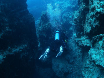 ocean blue hole diving scuba andros bahamas